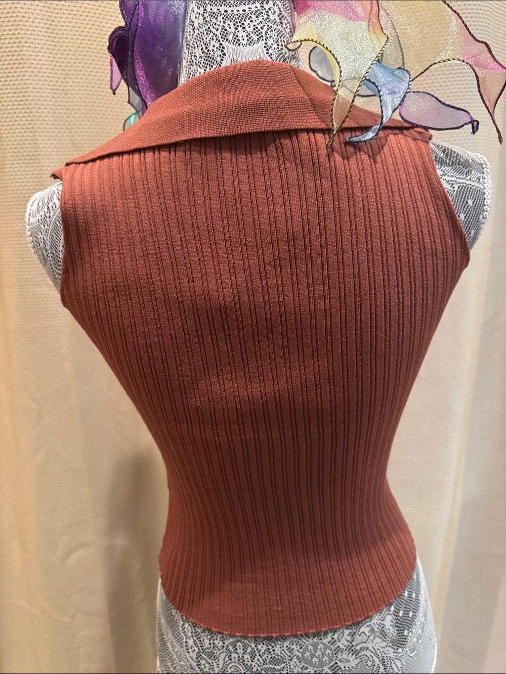 Chanel Knit Rust Color Sweater Removable Buttons - Picture 7 of 15